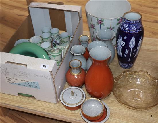 A collection of Royal Copenhagen ceramics, a Doulton vase, a teaset etc